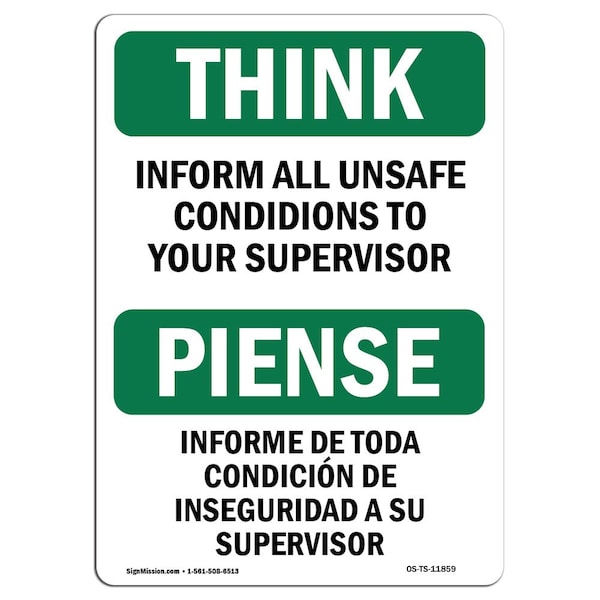 OSHA, Report All Unsafe Conditions Supervisor, 5in X 3.5in Decal, 10PK, OS-TS-D-35-L-11859-10PK